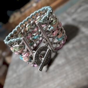 Colorful Woven Silver Bracelet